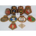 10 cast Naval ship's crest plaques, four