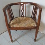 An Edwardian mahogany framed tub chair w