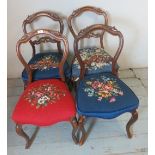 A set of four Victorian tapestry seat ma