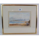 British School (19th Century) - 'Lake scene with castle in the distance', watercolour,