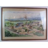 Industrial School (late 19th/early 20th century) - `Panoramic Factory and Hills Landscape',