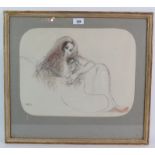 Henry Bird (1909-2000) - 'Tresses', charcoal and crayon study, signed, artists label verso,