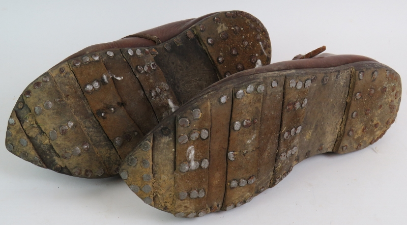 A medieval re-enactment pair of leather and steel leg guards, a steel throat protector, - Image 10 of 14