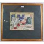 A G Bradbury (1939) - `Interior scene', watercolour, signed and dated, 28cm x 38cm, framed.