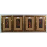 A set of 4 fine decorative prints depicting Medieval figures, inset matching frames.