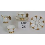 A five piece Aynsley China gilded butterfly tea set c1920s consisting of cup and saucer, plate,