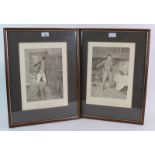 Dewar's Whisky - a pair of 1926 advertising etchings, 28cm x 20cm, framed.