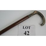 A silver mounted walking cane with Portuguese 925 mark and London Import mark for 2001.