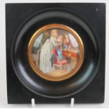 Andre (late 19th/early 20th Century) - Circular portrait miniature depicting an interior scene with