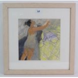 EM (20th Century) - 'Female Circus entertainer', pastal, initialled, 27cm x 27cm, framed.