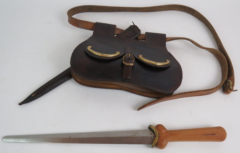 A medieval re-enactment pair of leather and steel leg guards, a steel throat protector, - Image 13 of 14