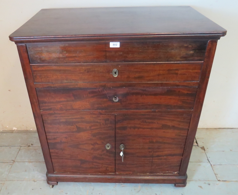 A 19th century continental mahogany campaign washstand,