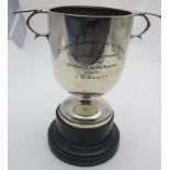 A silver two handled trophy with engraved presentation 'Christs Hospital Athletic Sports 1912', with