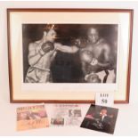 An autographed limited edition photo of boxer John Conteh, two signed leaflets by Meatloaf and boxer