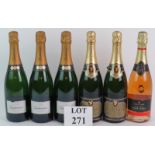 Six bottles of English sparkling wine to include 3 bottles of Gusbourne Brut Reserve 2009, two