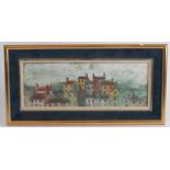 Ashley Best (20th Century) - 'Rooftops', oil on board, signed, 11cm x 30cm, framed. Condition