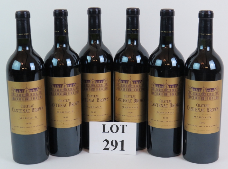 Six bottles of Chateau Cantenac Brown, Margaux 2000, 75cl. (6). Condition report: Levels low to