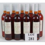 Nine bottles of Le Roc Fronton Rose wine 2009, 75cl. (9). Condition report: Levels high neck.