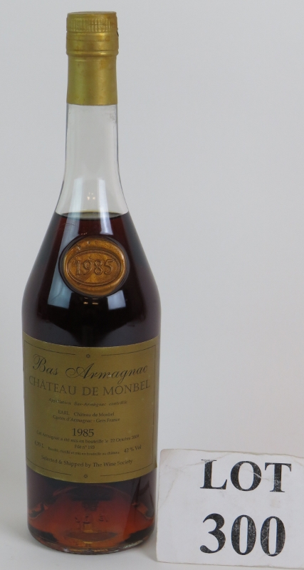 One bottle of Chateau De Monbel Bas Armagnac vintage 1985 bottle 2009 by the wine society 70cl,