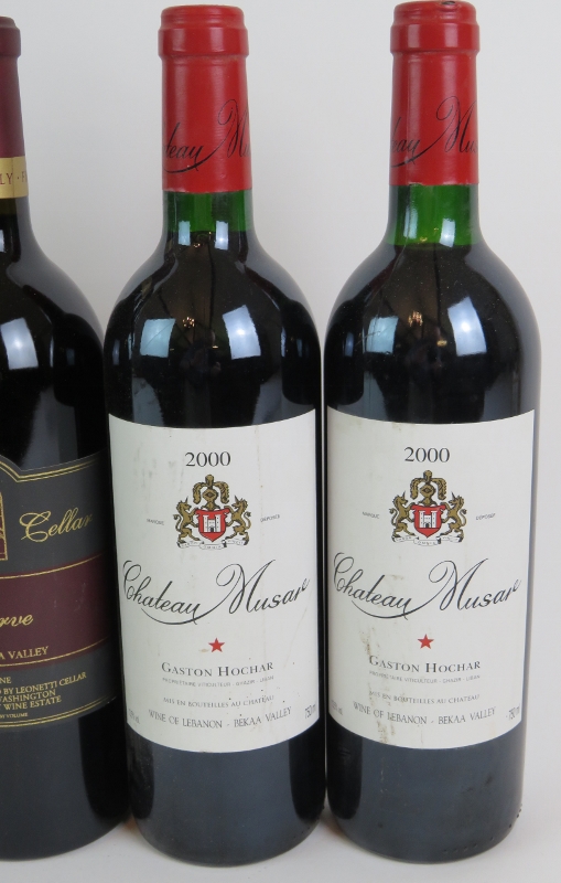 Two bottles of Chateau Musar 2000, Lebanon, one bottle of Leonetti Reserve 2011 Walla Walla Valley - Image 2 of 4