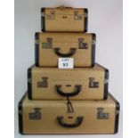 A vintage four piece Victor Luggage travelling set including vanity case and hanging rail. All fully