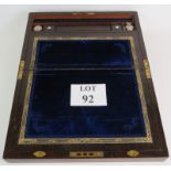 A 19th Century inlaid rosewood writing slope with mother of pearl and abalone shell escutcheon and