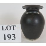 English studio pottery vase in monochrome tones by Louise Darby pottery, Alcester. Height 12.5cm.