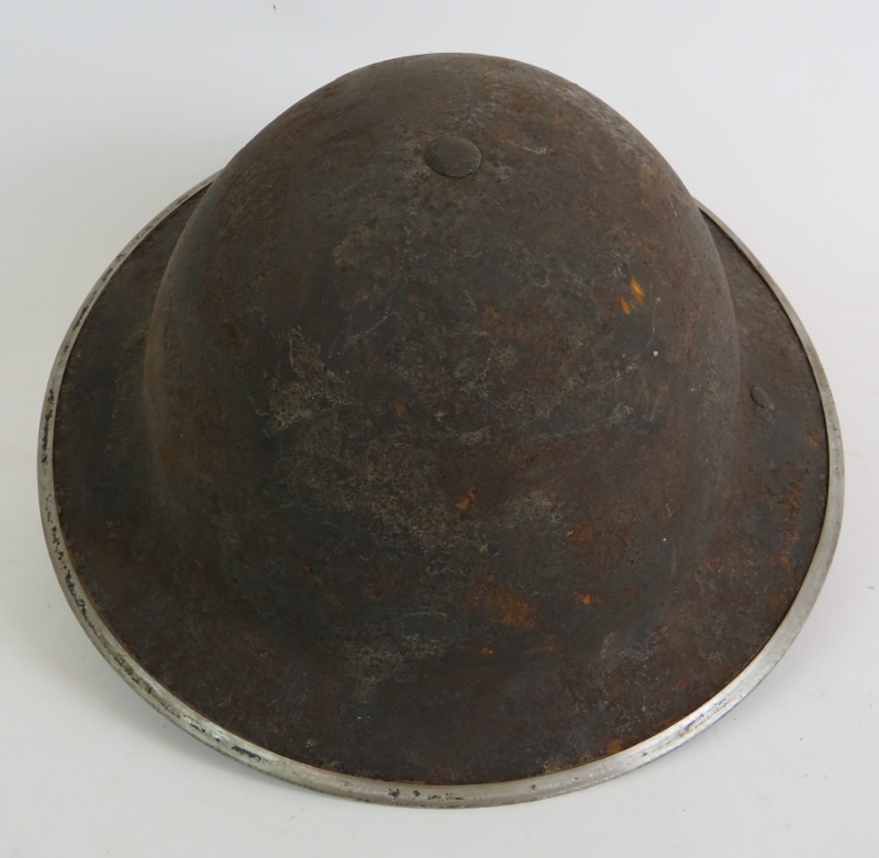 A WW2 steel helmet stamped 1939, a large brass Ottoman powder or water flask and a pair of - Bild 4 aus 7