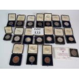 A collection of engraved bronze and silver athletics medals from Christ's Hospital, dated 1909-1911.