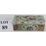 A 19th Century Canton Chinese porcelain pen box and cover decorated in the famille rose style with