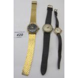 A gentleman's Avia Olympic water resistant wristwatch on yellow metal strap, a ladies Oris