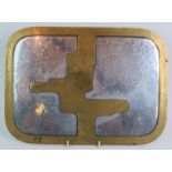 A rare David Marshall Disenos Spanish Brutalist brass and aluminium tray or table mat with leather