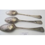 An early Georgian lace back table spoon, London hallmarks, makers R.H, another early Georgian lace