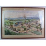 Industrial School (late 19th/early 20th century) - `Panoramic Factory and Hills Landscape',