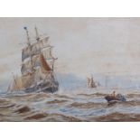 William Hyams (1878-1952) - 'Seascape with Shipping', watercolour, signed and dated '99, 20cm x