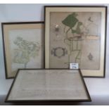 A framed hand coloured 18th Century estate survey map of property in the Isle of Oxney dated 1779, a