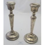 A pair of silver candlesticks, Birmingham 1968, 8 1/2" high. Condition report: Surface scratching,