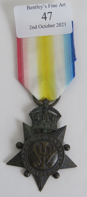 An 1880 Afghan war Kabul to Kandahar bronze star medal engraved to Private Robert W Madden, '591,