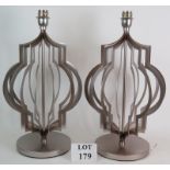 A pair of stylish modern steel table lamps by Heathfield lighting (model LX-504). Overall height