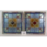 A pair of late 19th/early 20th Century stained glass panels in the Arts & Crafts style each panel.