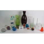 A collection of mainly studio glass and paperweights including Caithness, Mdina, Thomas Webb and
