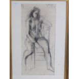 Circle of Frank Auerbach (German/British, b. 1931) - 'Female nude Study', pencil on two sheets of