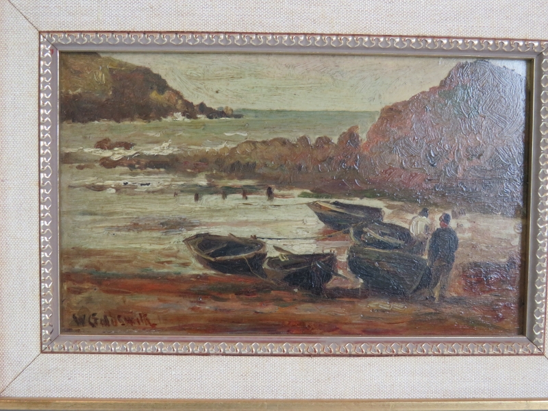 Walter Goldsmith (1860-c.1930's) - 'Beach Scene' and 'River Landscape', a pair, oils on boards, both - Image 3 of 27