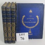 Volumes 1-4 of The History of Freemasonry by Robert Freke Gould, Thomas Jack, London 1882-1885. (4).