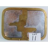 A rare David Marshall Disenos Spanish Brutalist brass and aluminium tray or table mat with leather