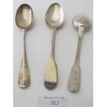 A pair of Georgian silver fiddle pattern spoons, London 1812, William Eley, William Fearn &