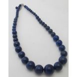 Fine lapis lazuli necklace, 330ct round polished graduated beads, (largest 16mm), all individually