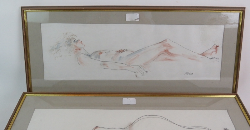 Henry Bird (British, 1909-2000) - 'Reclining female nudes', a series of three signed chalk & - Image 4 of 5