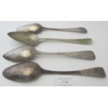 A Dutch 17th century silver table spoon, good hallmarks, a pair of French silver dessert spoons, and