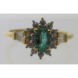 Natural Zambian emerald ring, size T, 14k gold/925.